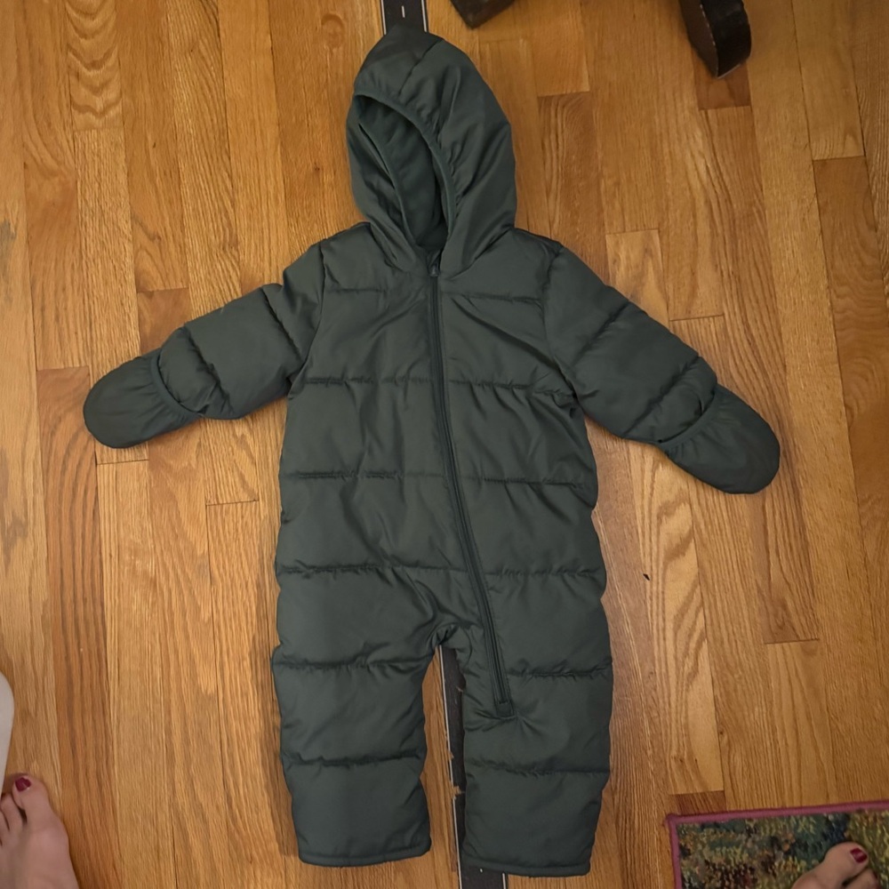 Green Hooded Baby Snowsuit